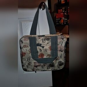 Floral Cream and Gray Tote/Laptop Bag